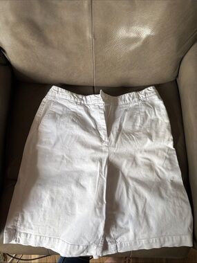 AppleSeeds Women's  Stretch Twill Bermuda Shorts - White